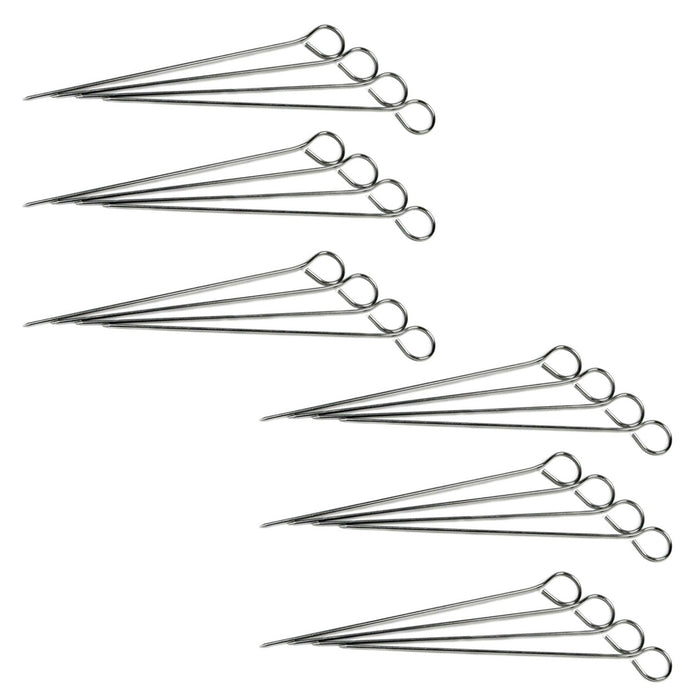 24 PCS Stainless Steel Barbecue Skewers Metal BBQ Food Grill Sticks Reusable Set