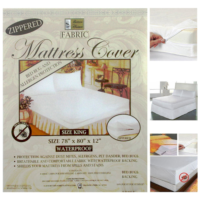 12 Lot King Size Mattress Cover Zippered Fabric Protects Bed Dust Bug Waterproof