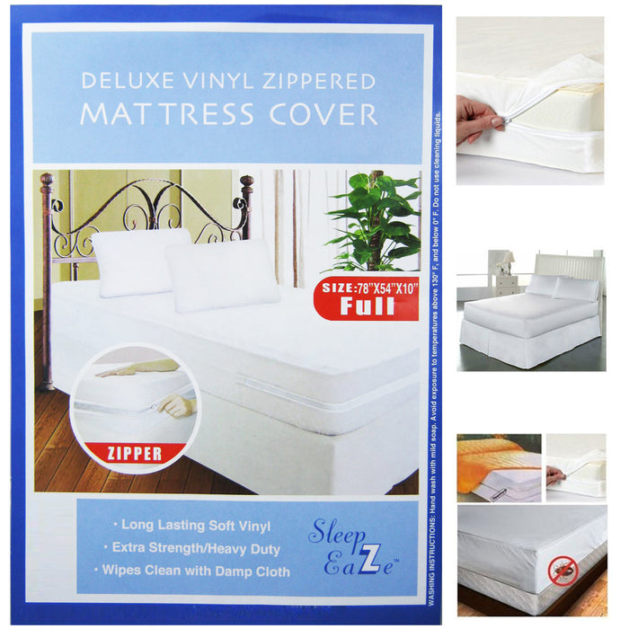 6 Set Full Size Bed Mattress Covers Zipper Plastic Dustproof Water Resistant Bug