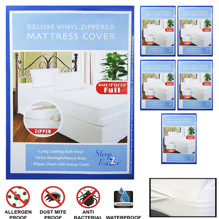 6 Set Full Size Bed Mattress Covers Zipper Plastic Dustproof Water Resistant Bug
