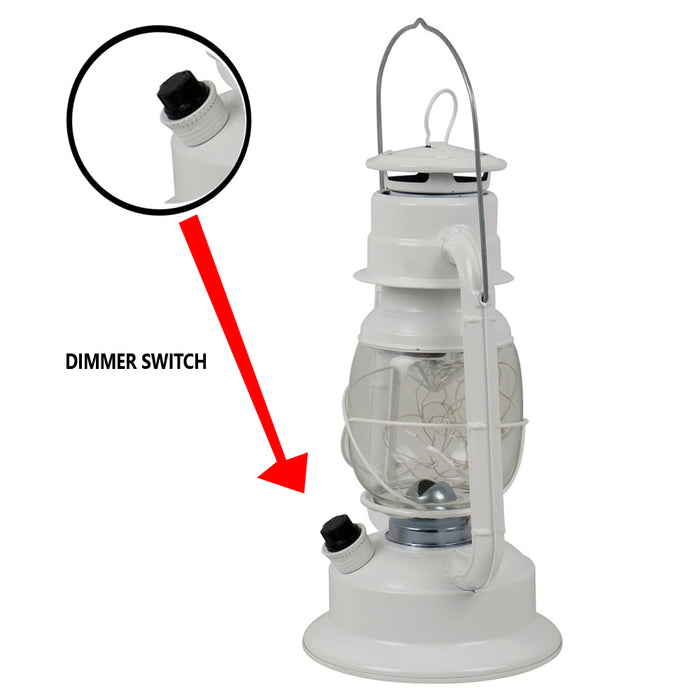 Antiqued Vintage Lantern Camping Hurricane Emergency 18-LED White Lamp w/ Dimmer
