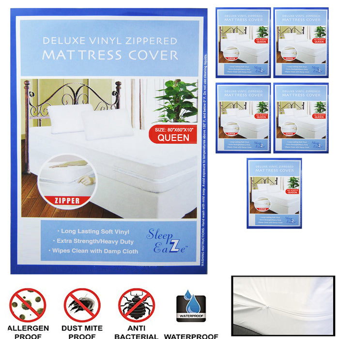 6X Queen Size Zippered Mattress Cover Protector Dust Anti Bug Allergy Waterproof
