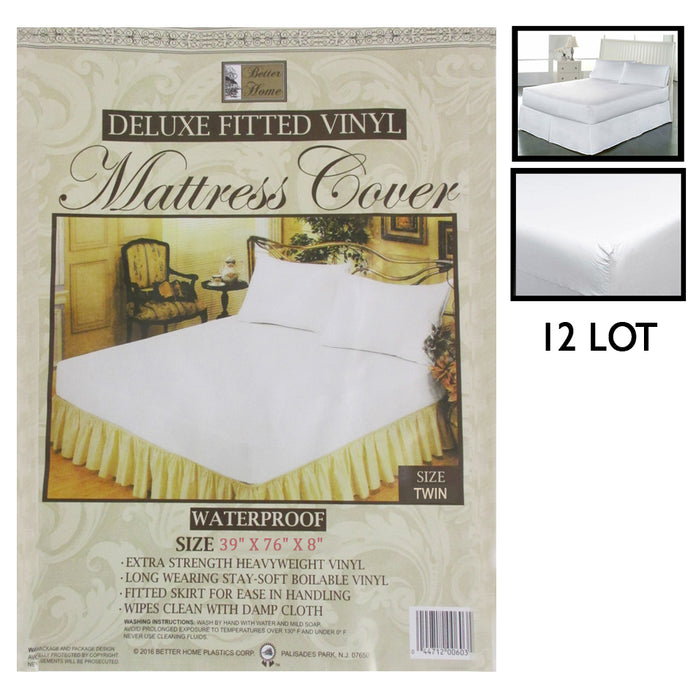 12 Twin Size Fitted Mattress Cover Vinyl Waterproof Allergy Dust Bug Protect Lot
