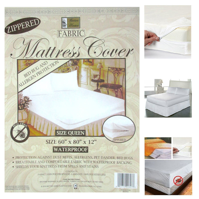 Lot 6 Queen Size Zippered Fabric Mattress Cover Waterproof Bed Bug Dust Protect