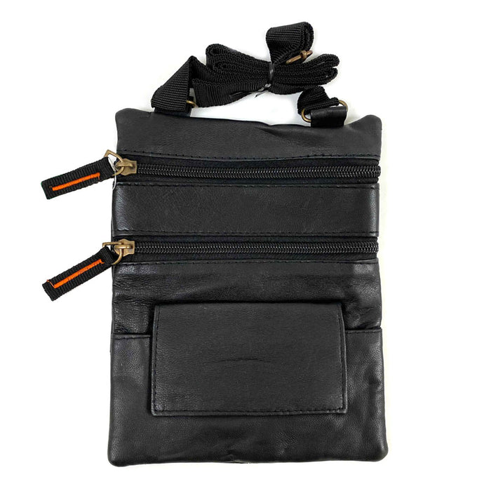 New Genuine Leather Neck Pouch Holder Passport ID Documents Travel Wallet Bag