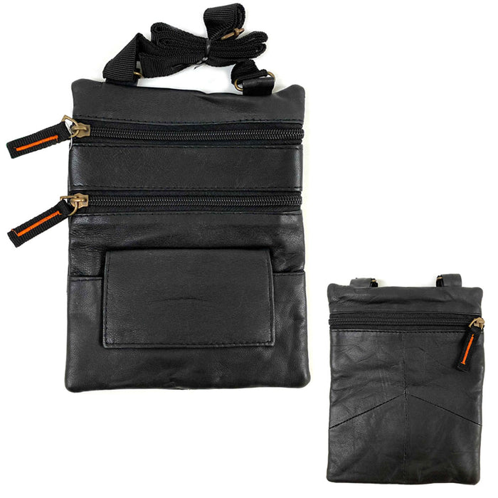 New Genuine Leather Neck Pouch Holder Passport ID Documents Travel Wallet Bag