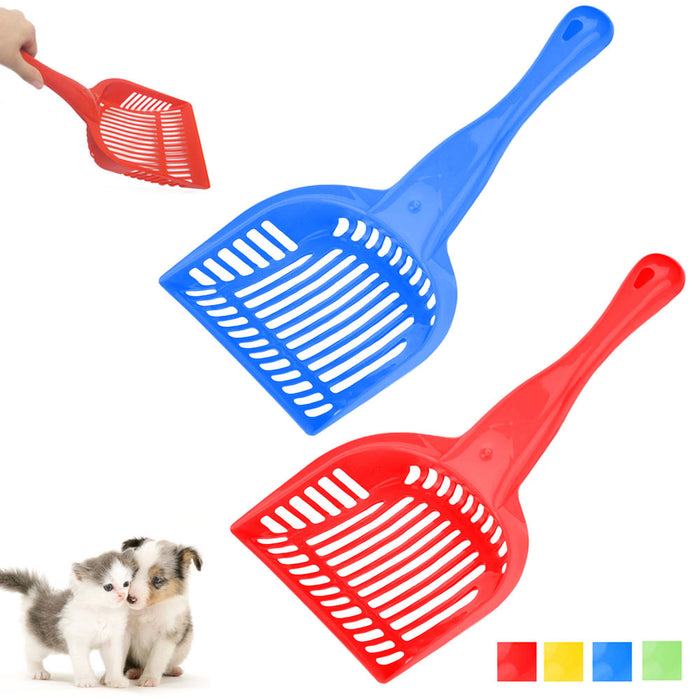 2 Cat Litter Tray Scooper Pet Kitty Box Poop Shovel Cleaning Plastic Tool Sifter