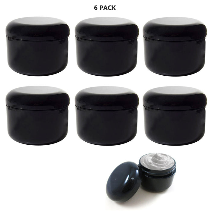 6 PC Plastic Jars Cosmetic Sample Container Pot Cream double Wall Lotion 1.7oz