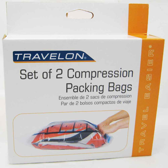 2 PC Set Space Saving Travel Compression Bags Packing Roll Up Storage Travelon