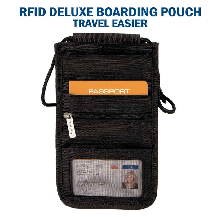 Travelon RFID Blocking New Boarding Pouch Case Passport Wallet Holder ID Black !