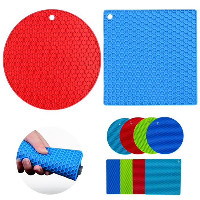 2PC Silicone Pot Holders Trivets Mat Food Safe Heat Resistant Jar Opener Gripper