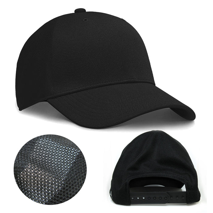 1 Classic Snapback Baseball Cap Plain Blank Breathable Dad Hat Adjustable Black