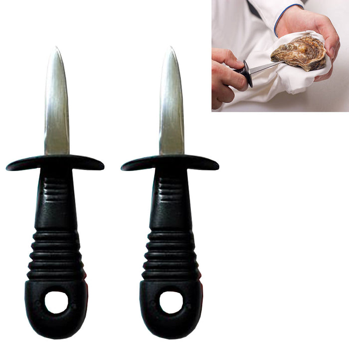 2 Pack Stainless Steel Oyster Knife Shucker Seafood Opener Tool Non Slip Handle