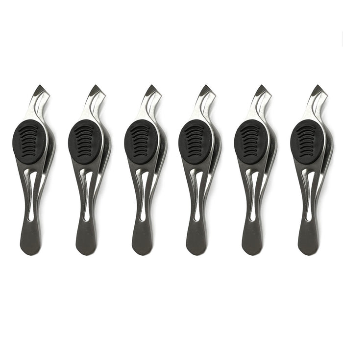 6 Pack Precision Stainless Steel Slant Tweezers Eyebrow Removal Angled Tip Grip