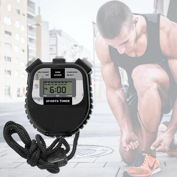 2Pc Electronic LCD Timer Digital Sports Stopwatch Chronograph Alarm Counter Time