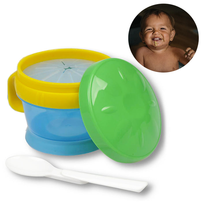 2-in-1 Baby Toddler Snack Catcher Cup & Feeding Bowl w/ Spoon Container BPA Free