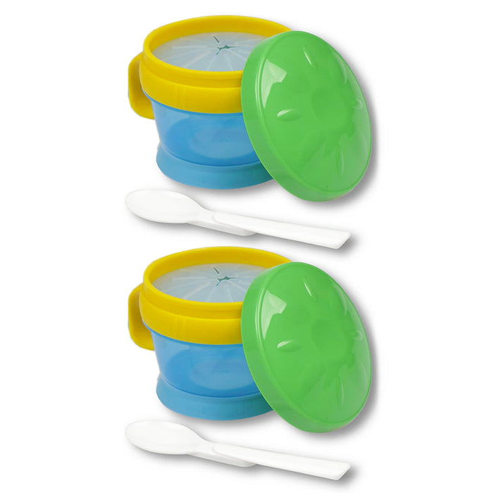 2 Pack Snack Catcher Baby Toddler Cup & Feeding Bowl w/ Spoon BPA Free Container
