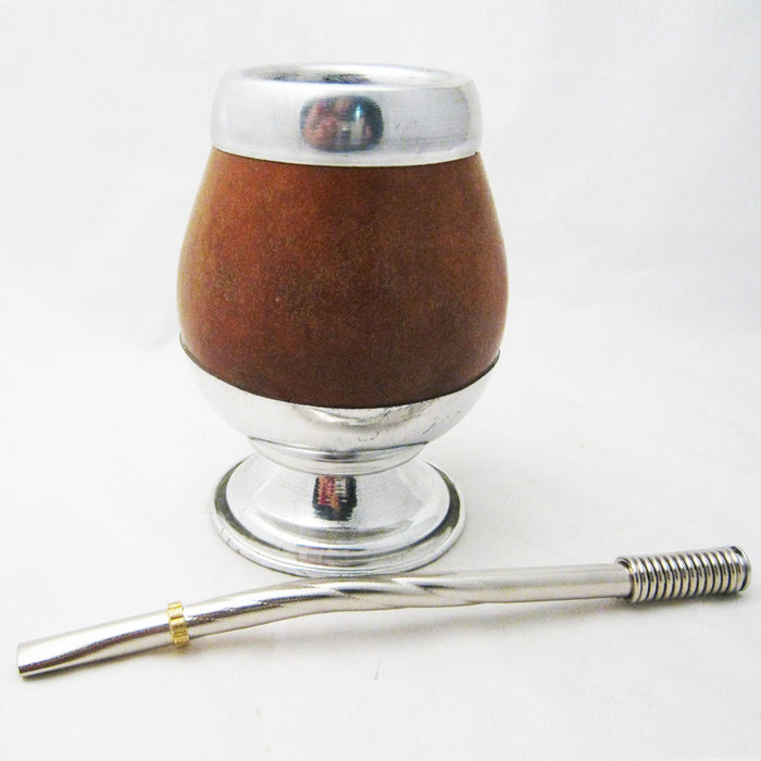 ARGENTINA MATE GOURD CUP GREEN TEA STRAW BOMBILLA HANDMADE ARTISAN KIT NEW 4224!