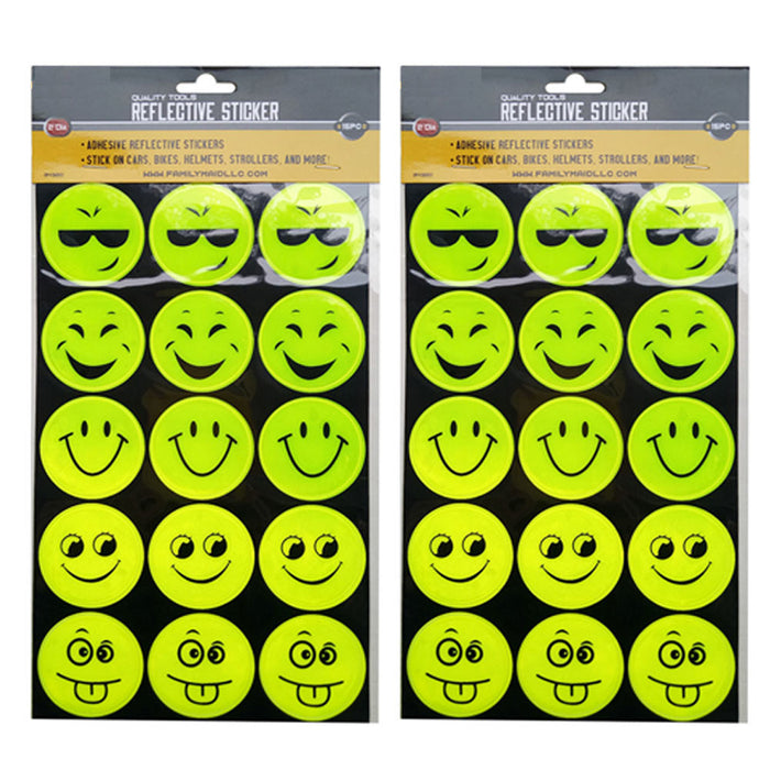 30 PC Neon Reflective Stickers Emoji Decals Night Safety Bag Helmet Car Bicycle