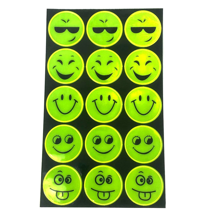 15 PC Emoji Reflective Stickers Neon Decals Night Safety Car Bicycle Bag Helmet