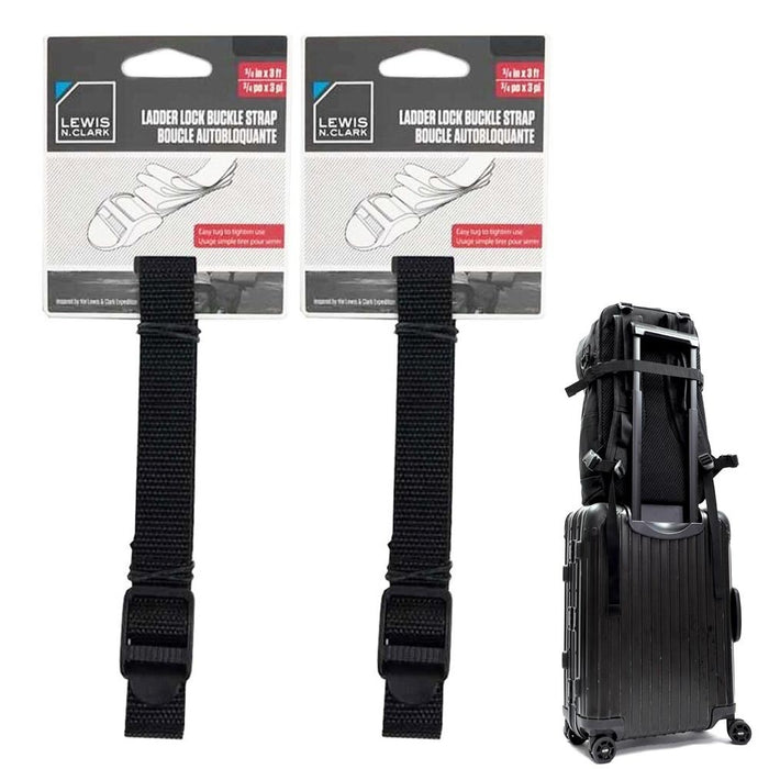 2 Lashing Straps Tie Down Ladder Secure Lock Buckle Travel Luggage Carry Bag 3ft
