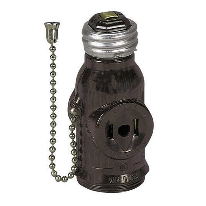 Light Bulb Socket Adapter Pull Chain Control Switch Two Outlet Power Receptacle