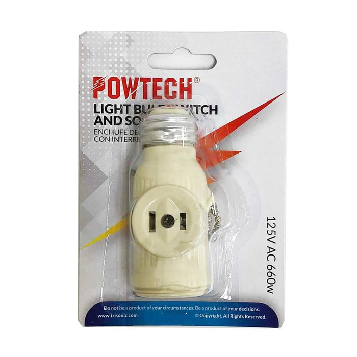 2 Ivory Light Bulb Socket Switch Converter Lampholder Plus Pull Chain 2 Outlets