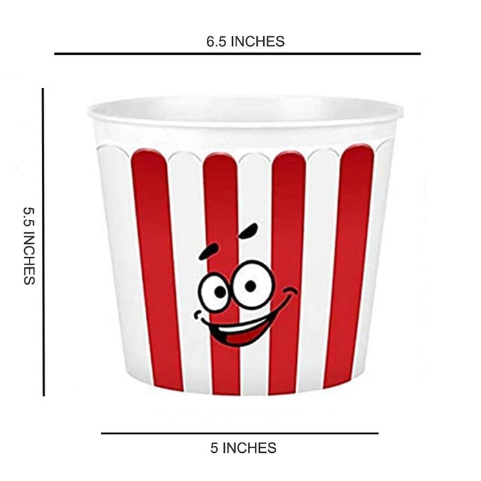 3 Set Plastic Modern Bucket Style Reusable Popcorn Container Movie Theater Night
