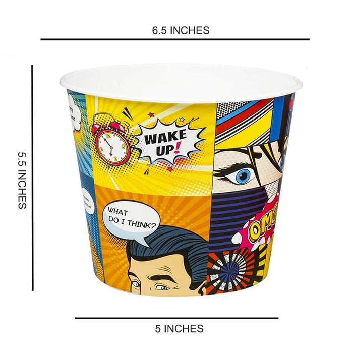 6 Pcs Popcorn Plastic Bucket Containers Bowl Tubs Reusable Movie Night Set Home