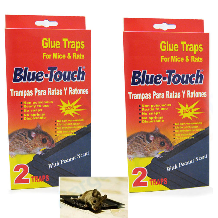 4 Mouse Traps Sticky Glue RAT Mice Traps Disposable Boards Baited Trays 8x4.5