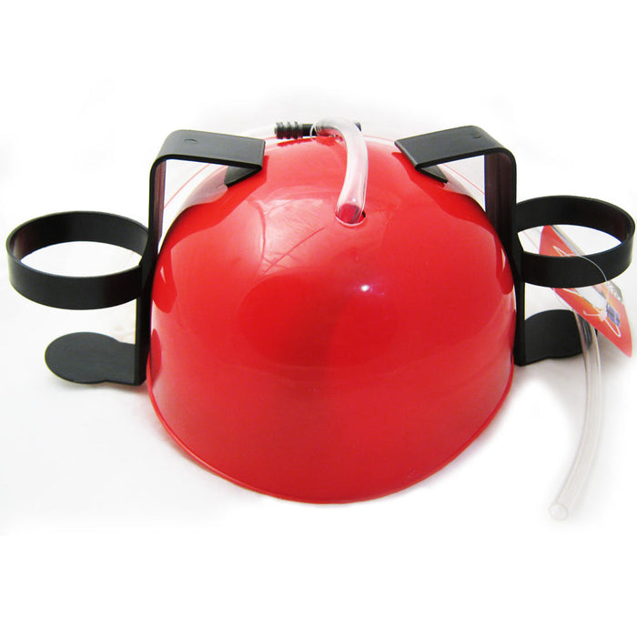 Beer Soda Guzzler Helmet Drinking Hat Mic Siren 7 Sounds Red Party Novelty Gift