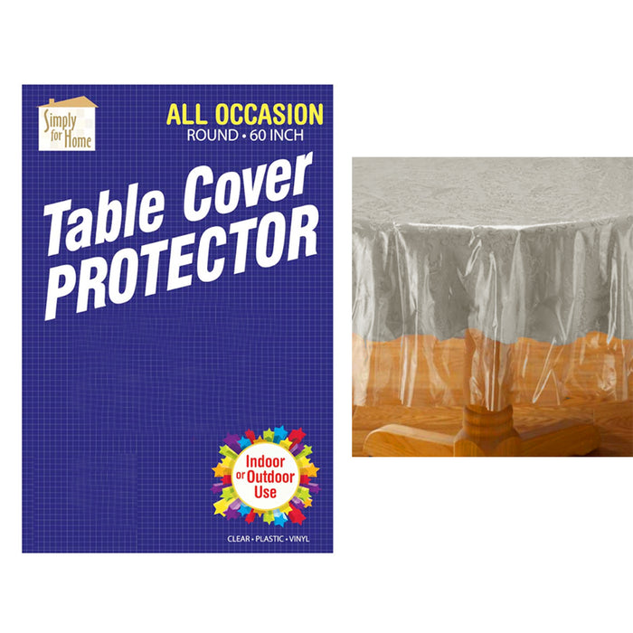 Clear Plastic Tablecloth Protector Table Cloth Vinyl 60" Round Cover Transparent