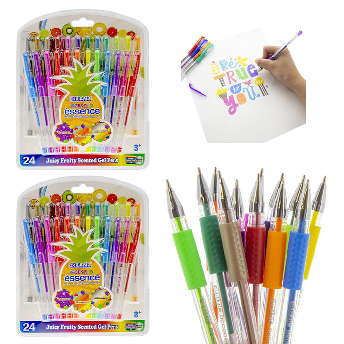 48 PC Scented Glitter Gel Pens Coloring Books Drawing Neon Metallic Scent Pen