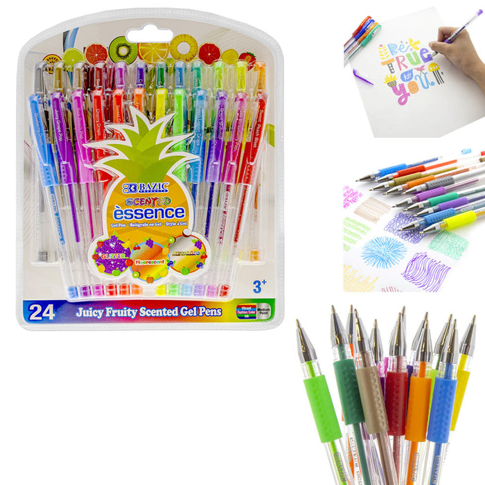 24 Pack Scented Gel Pens Multicolor Arts and Crafts Pen School Supplies All Ages