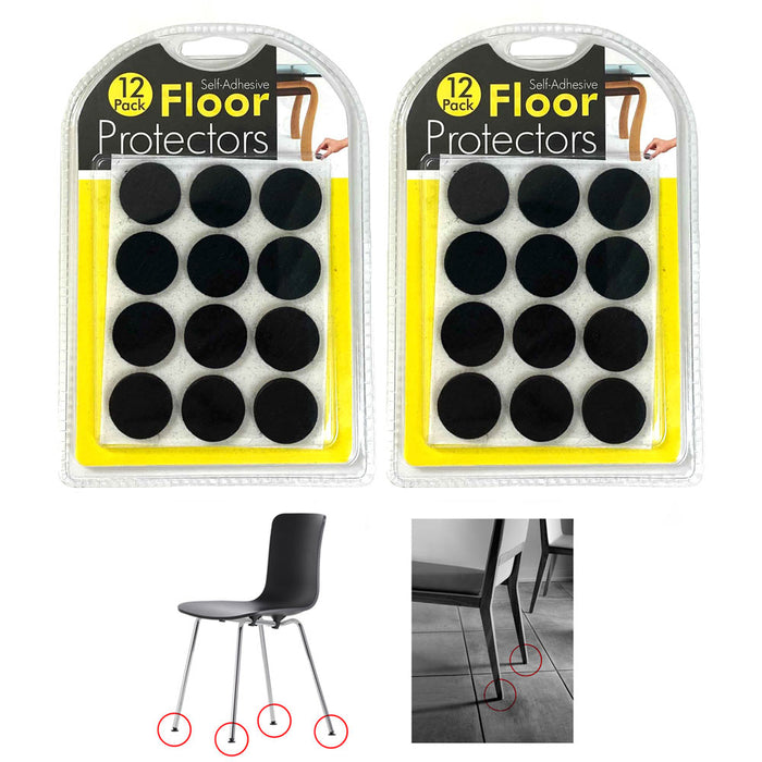 24PC Self Adhesive Shape Felt Pads Furniture Floor Scratch Protector Black 0.87"