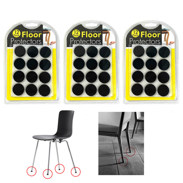 36 x Self Adhesive Round Felt Pads Furniture Floor Scratch Protector Black 0.87"