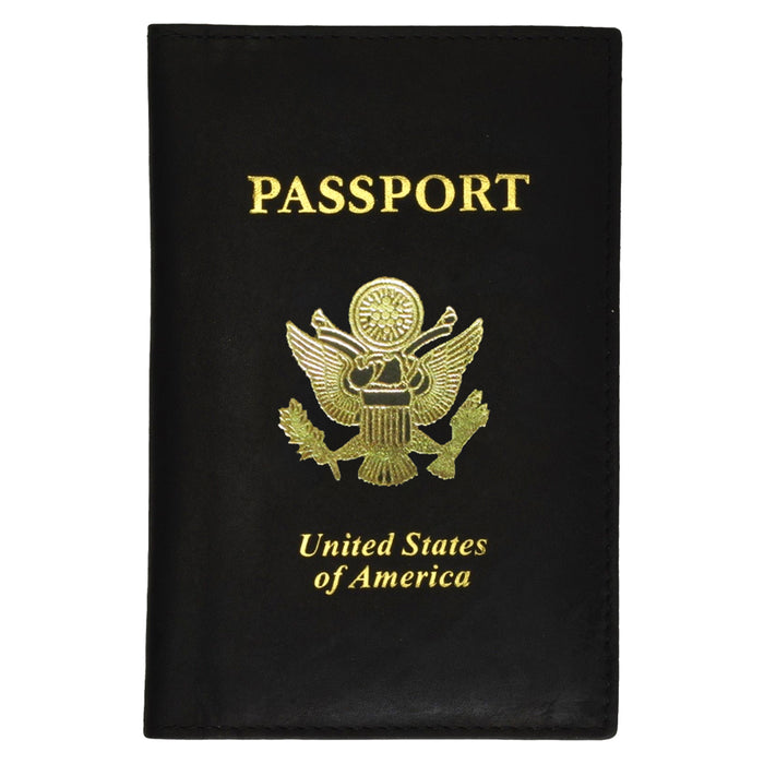 Travel Leather US Passport Organizer Hold Card Case Protector Cover Wallet Black