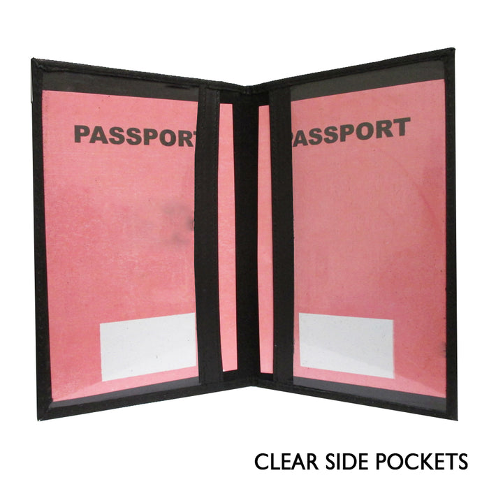 Travel Leather US Passport Organizer Hold Card Case Protector Cover Wallet Black