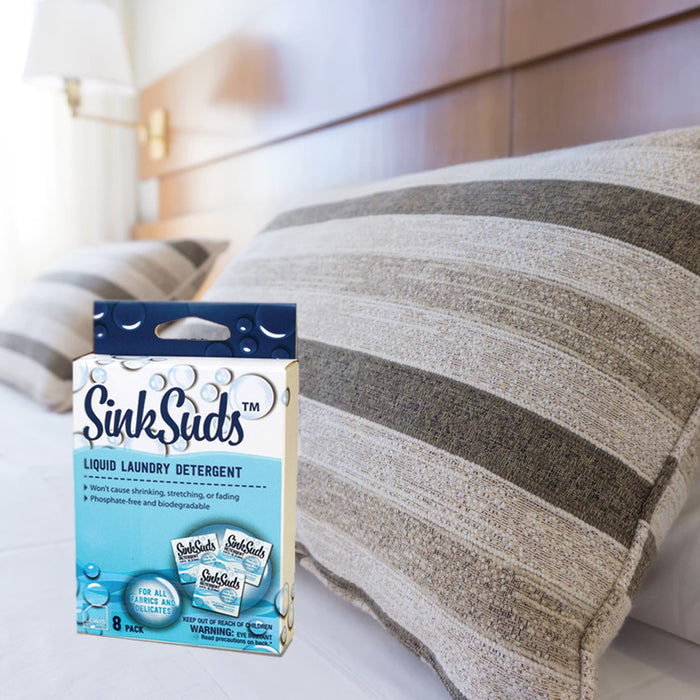 8 Pack Travel Laundry Detergent Packets 0.25 fl. oz Odor Eliminator TSA Approved