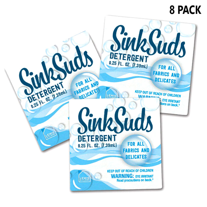 8 Pack Travel Laundry Detergent Packets 0.25 fl. oz Odor Eliminator TSA Approved