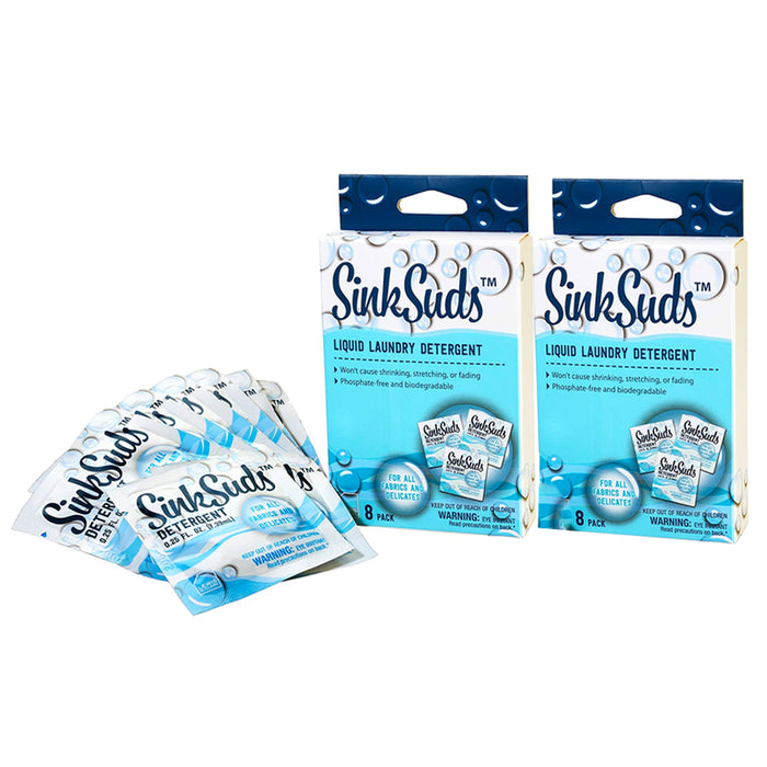 16 Travel Size Laundry Detergent Packets 0.25 fl oz Odor Eliminator TSA Approved