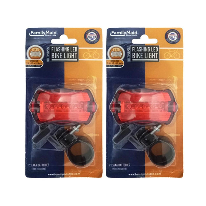 2pc Bike Light 5 LED Night Tail Bicycle Rear Cycling Safety Ultra Flashlight