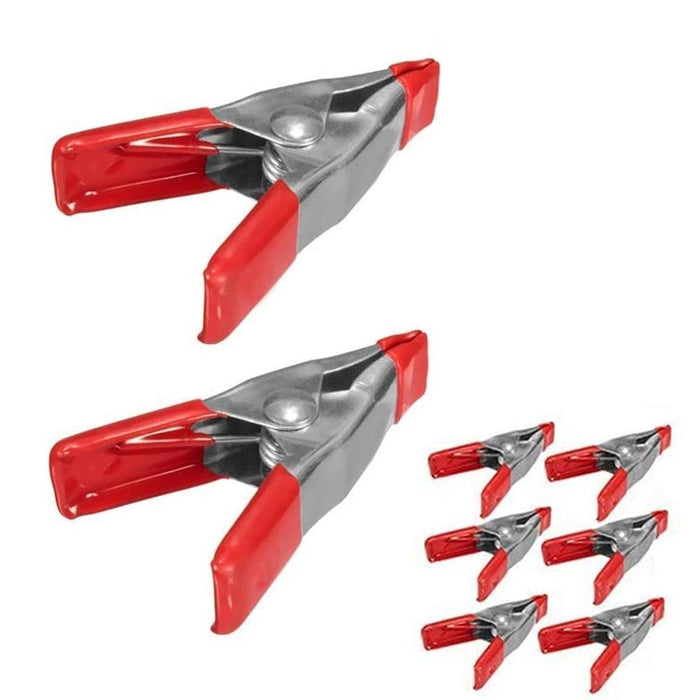 8 X Heavy Duty Metal Spring Clamps Rubber Coated Tips Tool Steel Grip Holder