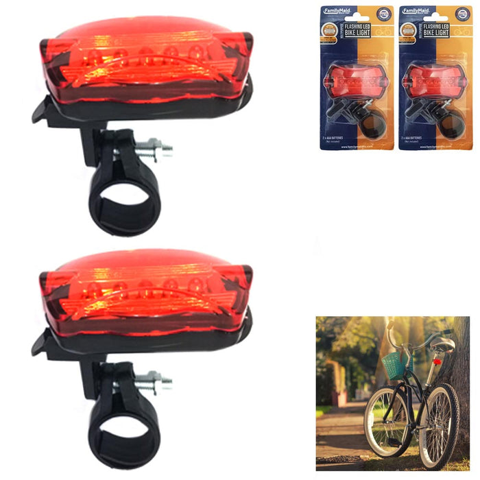 2pc Bike Light 5 LED Night Tail Bicycle Rear Cycling Safety Ultra Flashlight