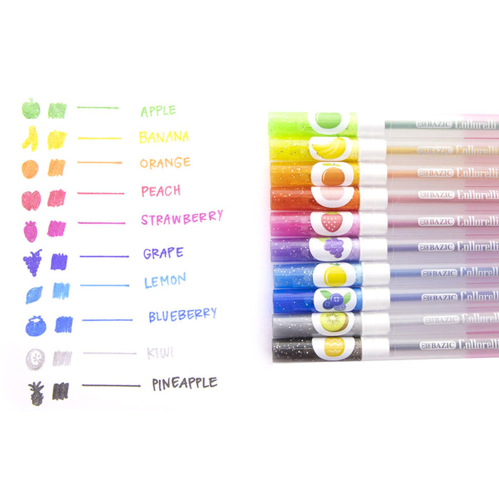 20 Set Scented Gel Pens Glitter Color More Ink Fruit Flavors Pen Coloring Books