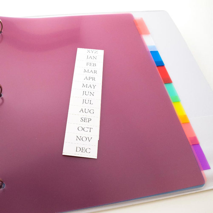 16 X Plastic Binder Dividers Tabs Table Contents Insertable Multicolor 3 Rings