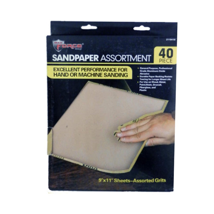 40 Assorted Grit Sandpaper Sanding Sheets 9 x 11 Wet Dry Wood Automotive Metal