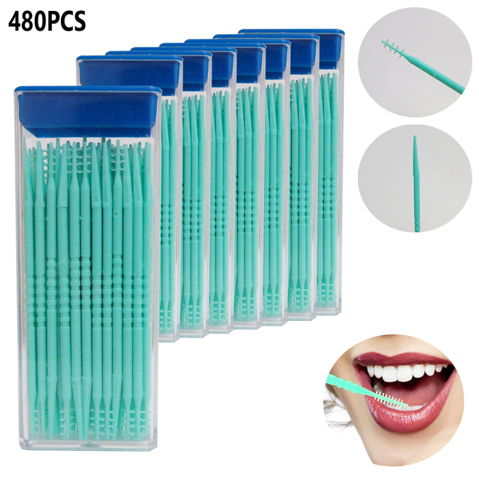 480 Interdental Toothpicks Mint Flavored 8 Pack Brush Pick Help Fight Gingivitis