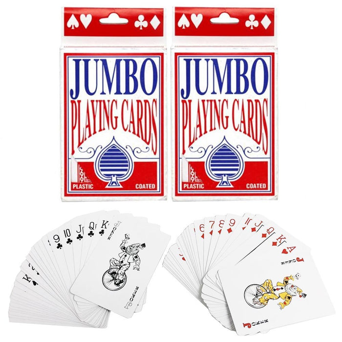 2 Deck Jumbo Playing Cards Poker Rummy Euchre Pinochle Canasta Card Games Family