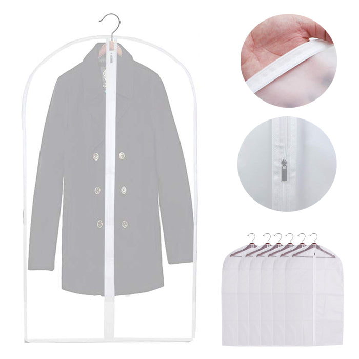 6 PK Suit Garment Bags Dress Storage Translucent Cover 53" Clothing Coat Carrier
